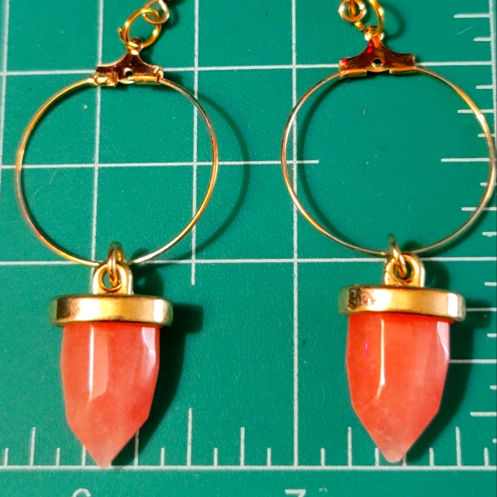 Arrowhead Rose Quartz & Oil Slick Shell Earrings